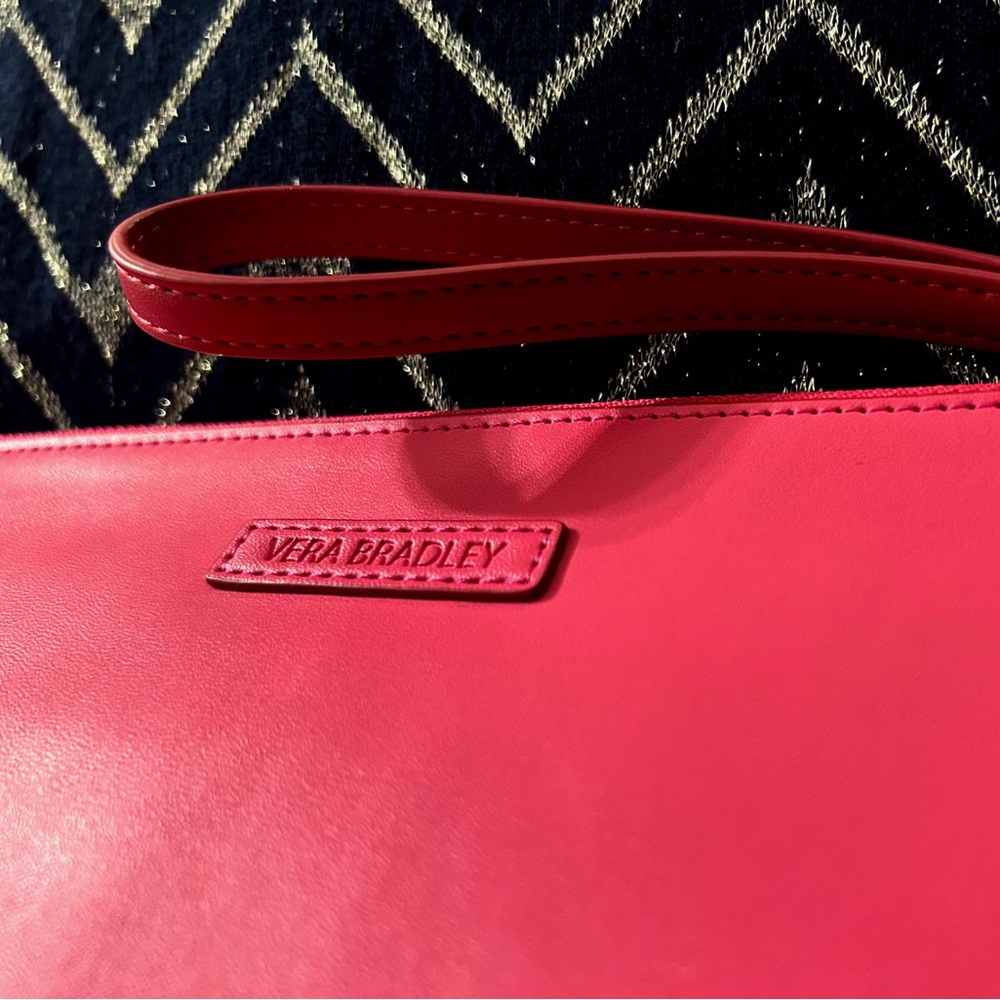 Vera Bradley Vibrant Pink , White and Red Leather Wristlet NWOT - Picture 9 of 10